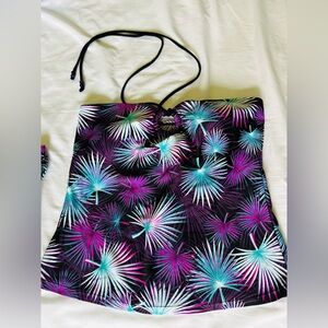 Purple and Blue Bikini with Dynamic Tropical Pattern